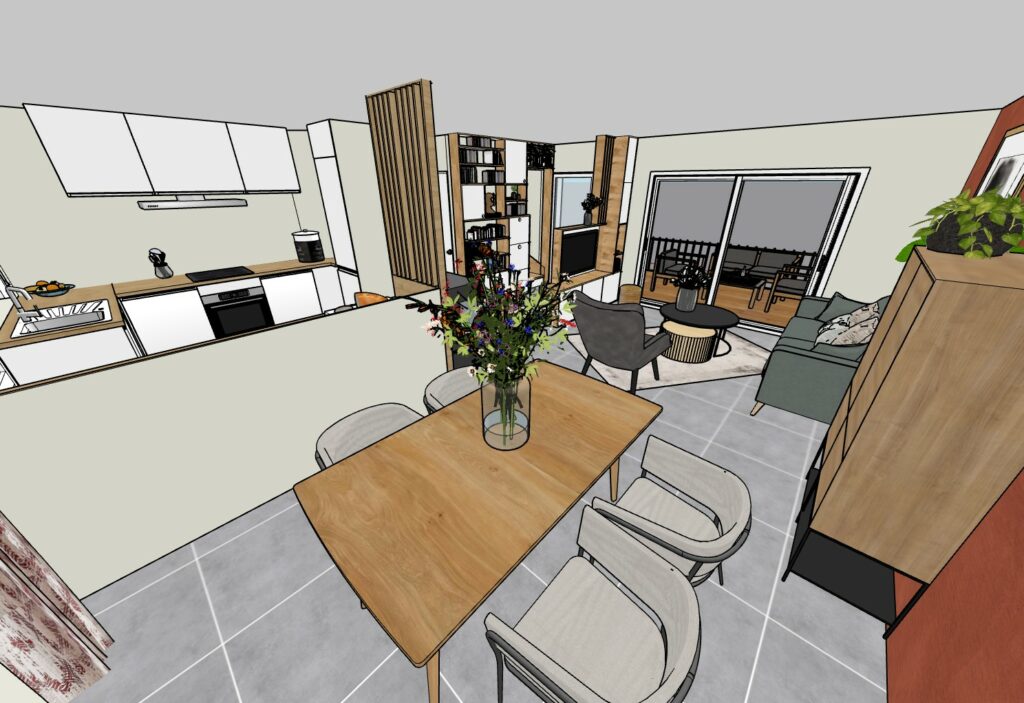 vue de la salle à manger sur entrée Céline Missiriac